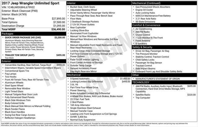 2017 Jeep Wrangler Unlimited Sport 4x4