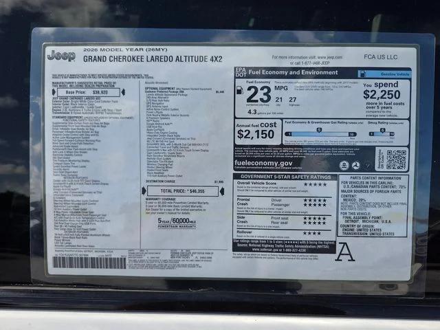 2026 Jeep Grand Cherokee GRAND CHEROKEE LAREDO ALTITUDE 4X2