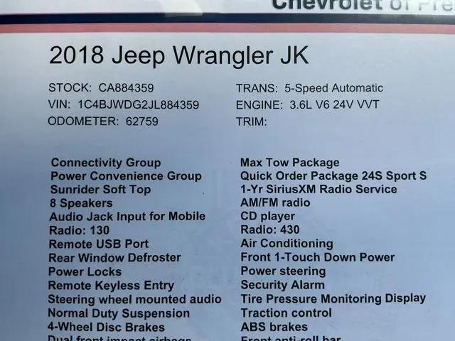 2018 Jeep Wrangler JK Unlimited Sport S 4x4
