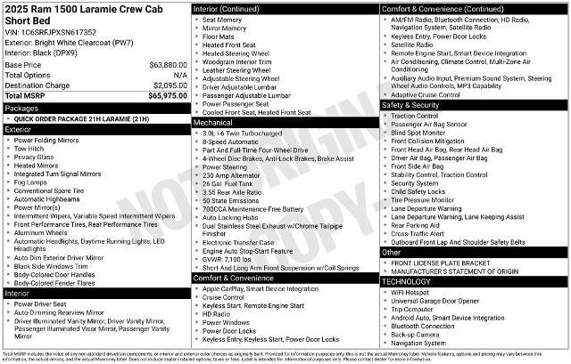 2025 Ram 1500 Laramie Crew Cab 4x4 5'7" Box