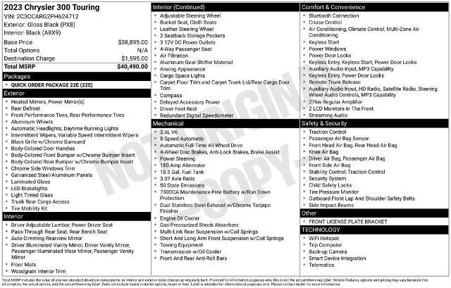 2023 Chrysler 300 Touring AWD