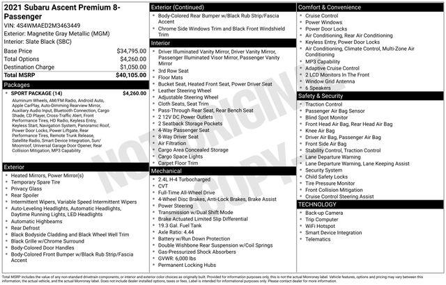 2021 Subaru Ascent Premium