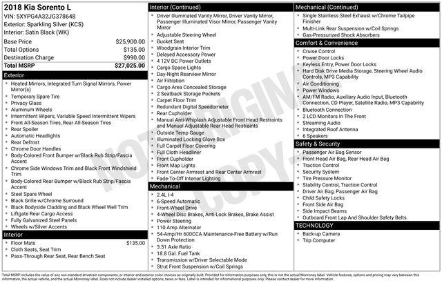 2018 Kia Sorento 2.4L L