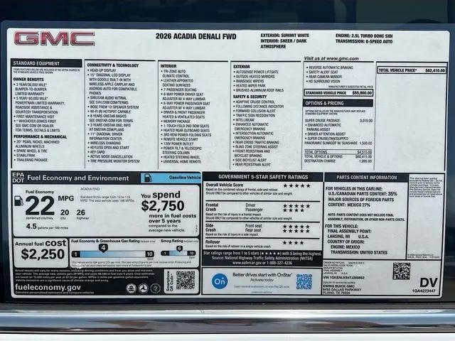 2026 GMC Acadia Denali FWD
