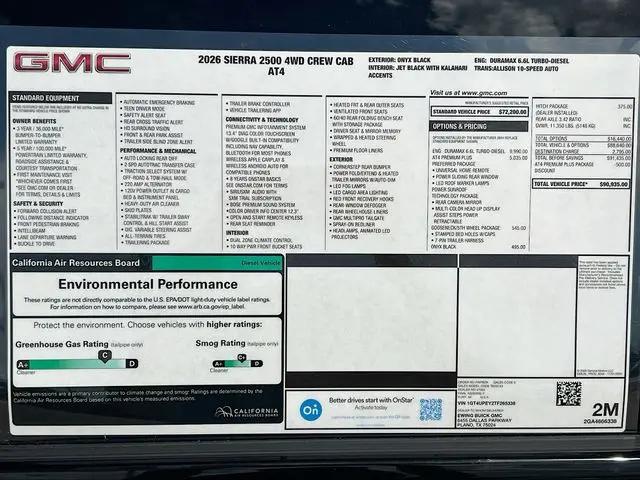 2026 GMC Sierra 2500HD Crew Cab, Standard Bed, AT4, 4WD