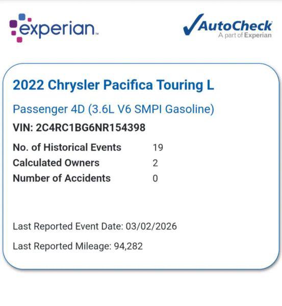2022 Chrysler Pacifica Touring L