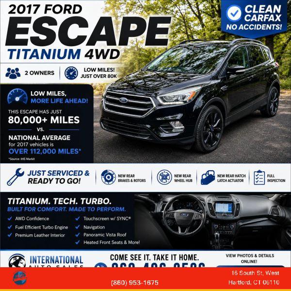 2017 Ford Escape Titanium for sale in West Hartford, CT