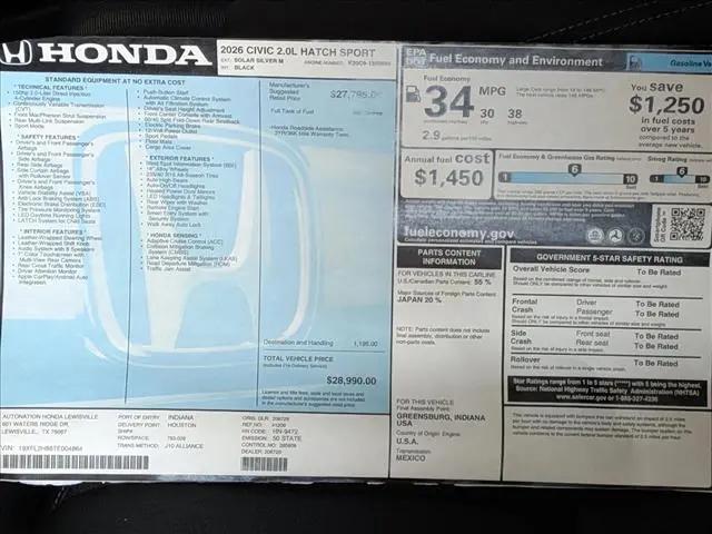 2026 Honda Civic Sport