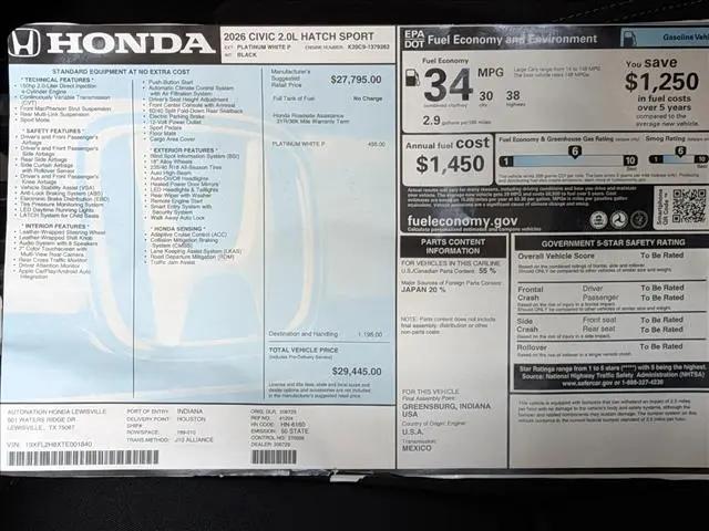2026 Honda Civic Sport