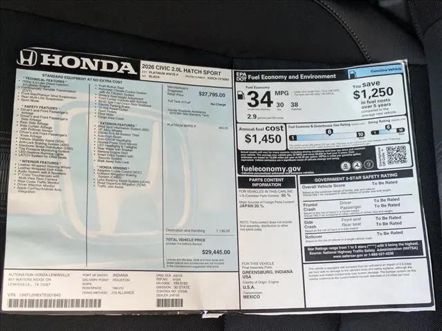 2026 Honda Civic Sport