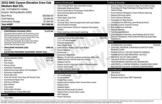 2023 GMC Canyon 2WD Crew Cab Short Box Elevation