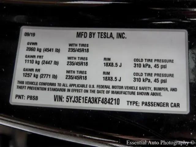 2019 Tesla Model 3 Standard Range Plus