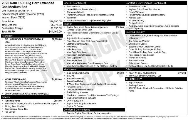 2020 Ram 1500 Big Horn Quad Cab 4x2 6'4" Box