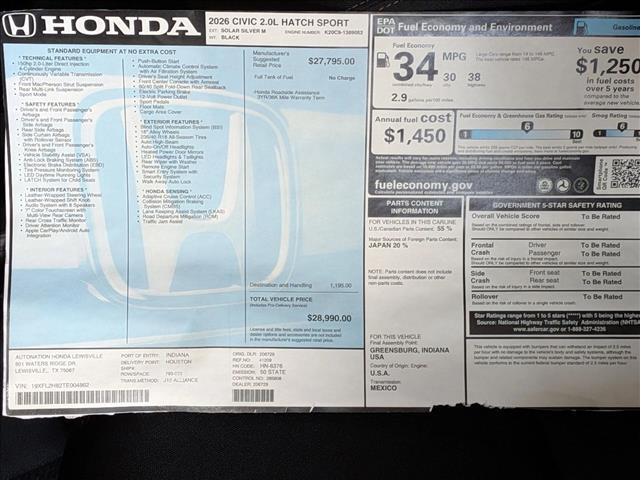 2026 Honda Civic Sport