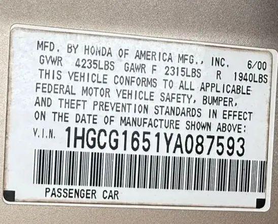 2000 Honda Accord 3.0 EX