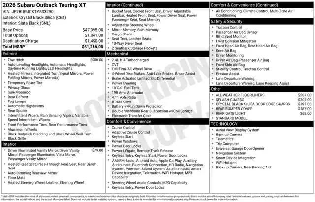 2026 Subaru Outback Touring XT