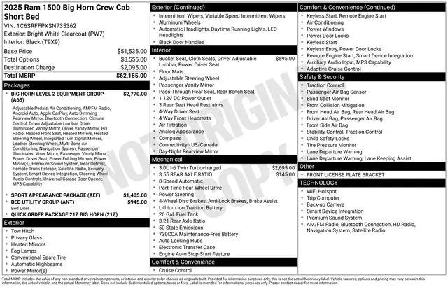 2025 Ram 1500 Big Horn Crew Cab 4x4 5'7" Box