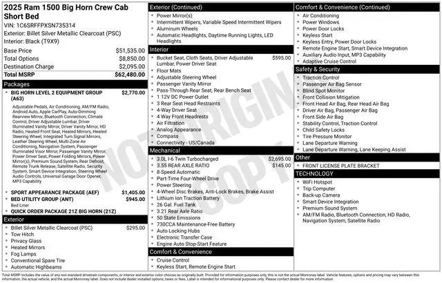 2025 Ram 1500 Big Horn Crew Cab 4x4 5'7" Box