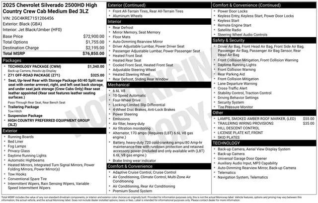 2025 Chevrolet Silverado 2500HD 4WD Crew Cab Standard Bed High Country