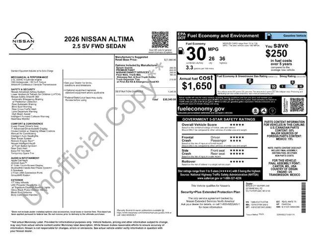 2026 Nissan Altima SV FWD