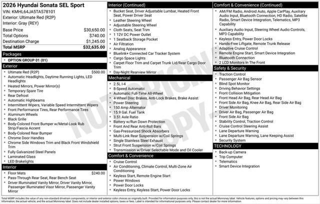 2026 Hyundai Sonata SEL Sport