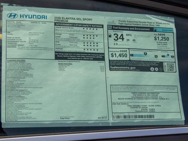 2026 Hyundai Elantra SEL Sport Premium