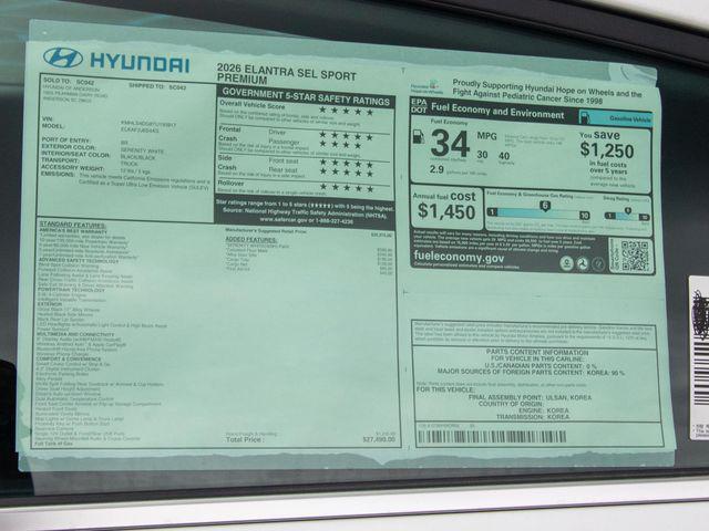 2026 Hyundai Elantra SEL Sport Premium