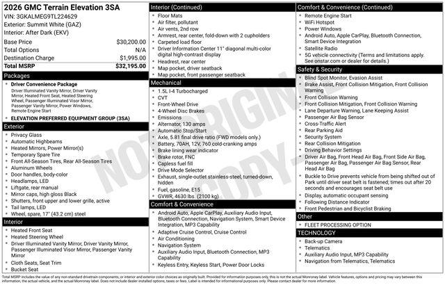 2026 GMC Terrain FWD Elevation