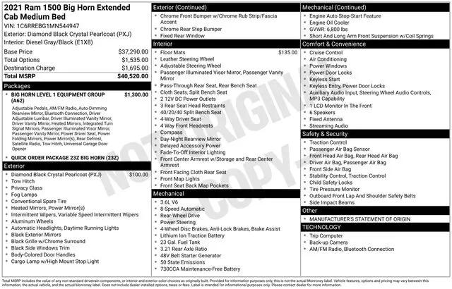 2021 Ram 1500 Big Horn Quad Cab 4x2 6'4" Box