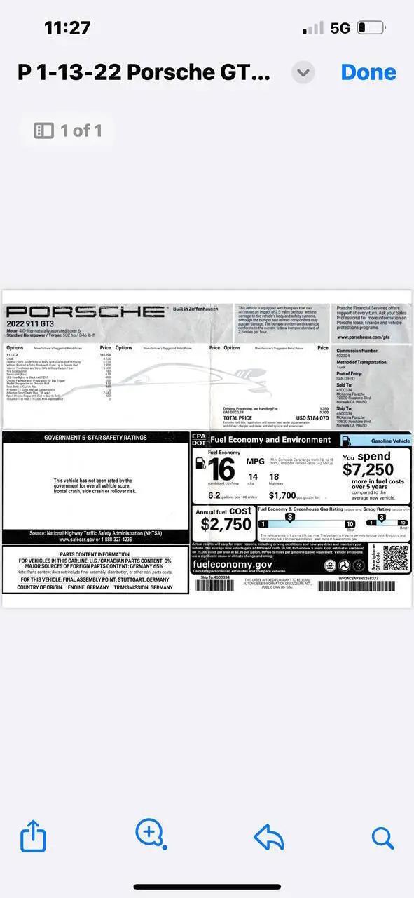 2022 Porsche 911 GT3