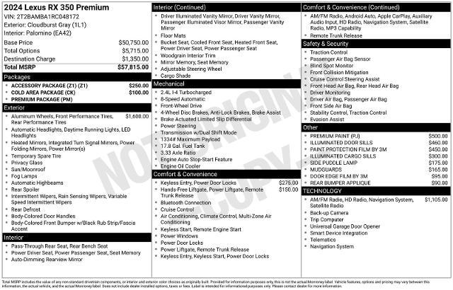 2024 Lexus RX 350 Premium