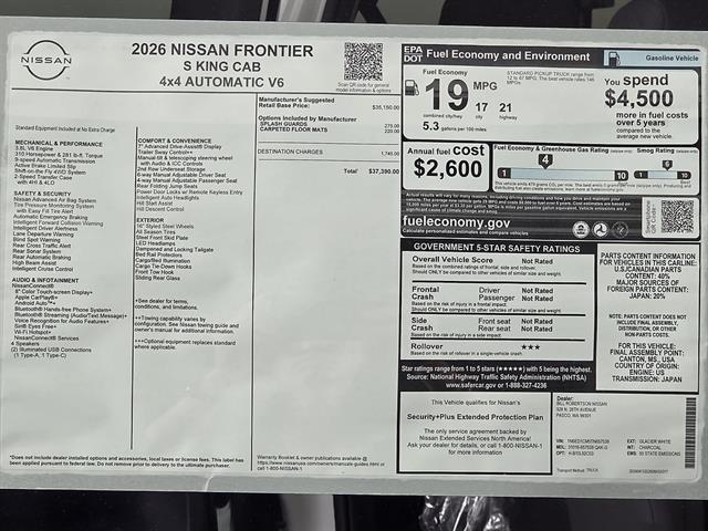 2026 Nissan Frontier King Cab S 4x4