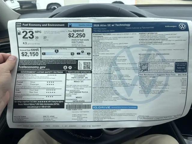 2026 Volkswagen Atlas SE with Technology for sale in Baton Rouge, LA