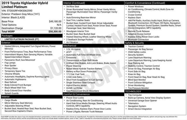 2019 Toyota Highlander Hybrid Limited Platinum