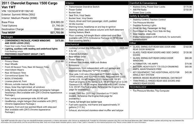 2011 Chevrolet Express Work Van
