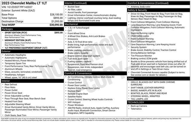 2023 Chevrolet Malibu FWD 1LT