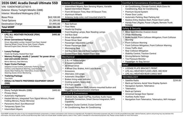 2026 GMC Acadia Denali Ultimate AWD