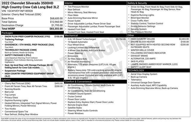 2022 Chevrolet Silverado 3500HD 4WD Crew Cab Long Bed High Country
