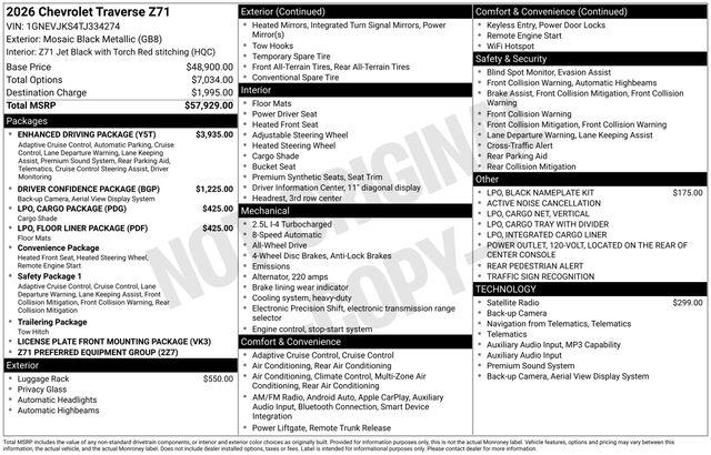 2026 Chevrolet Traverse AWD Z71