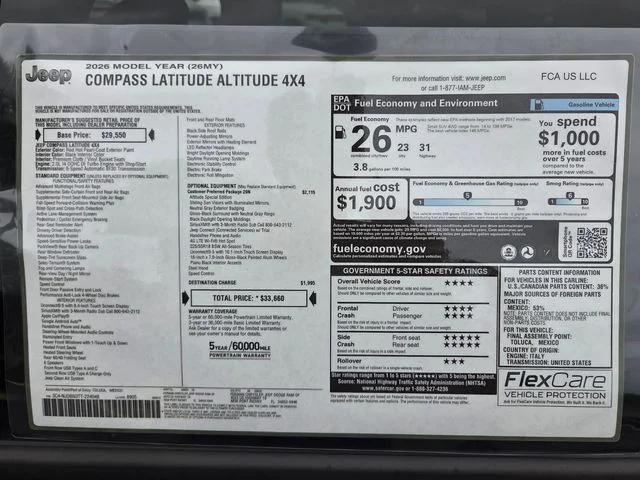 2026 Jeep Compass COMPASS LATITUDE ALTITUDE 4X4