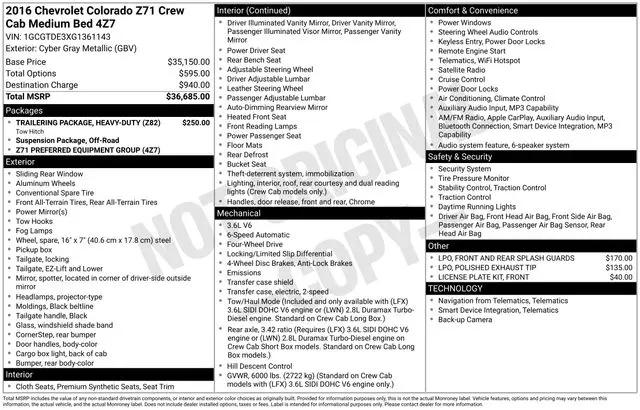 2016 Chevrolet Colorado Z71