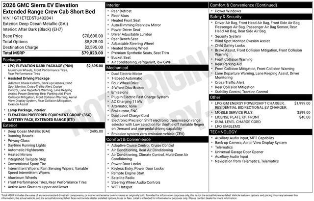 2026 GMC Sierra Extended Range Elevation