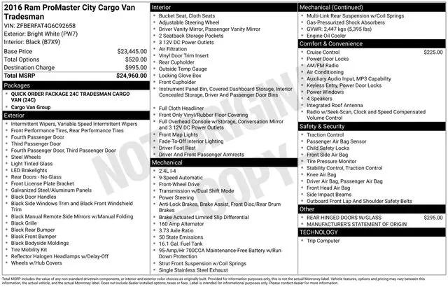 2016 Ram ProMaster City Cargo Van Tradesman