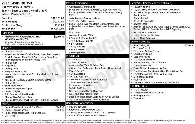 2015 Lexus RX 350 Base