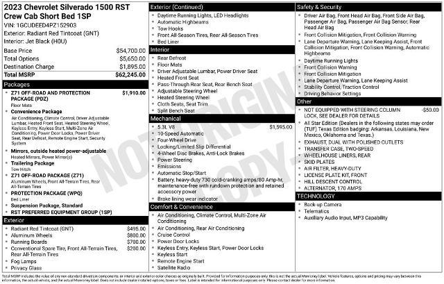 2023 Chevrolet Silverado 1500 4WD Crew Cab Short Bed RST