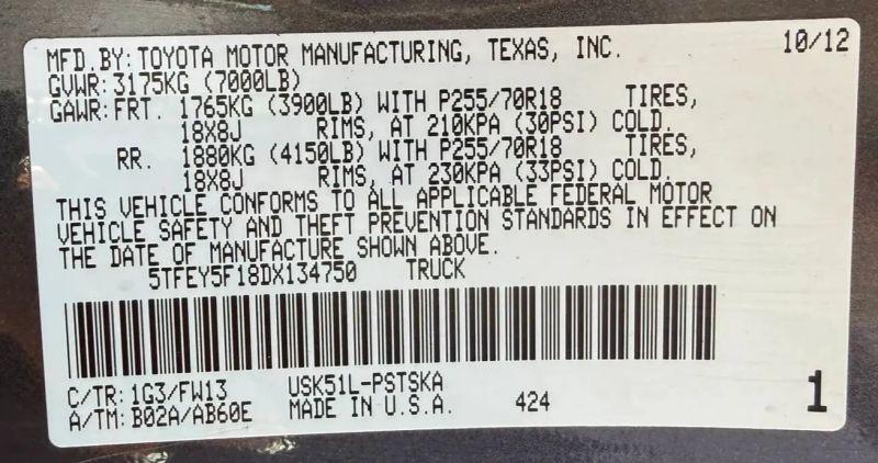 2013 Toyota Tundra Grade 5.7L V8