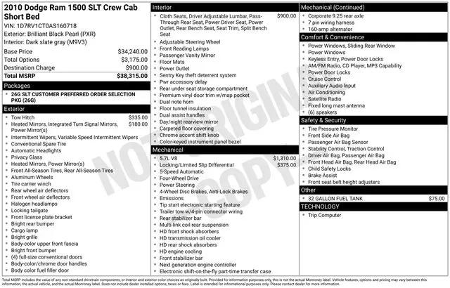 2010 Dodge Ram 1500 SLT/Sport/TRX