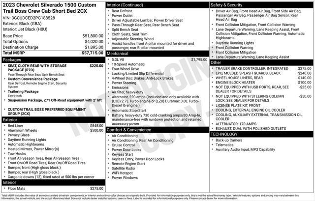 2023 Chevrolet Silverado 1500 4WD Crew Cab Short Bed Custom Trail Boss
