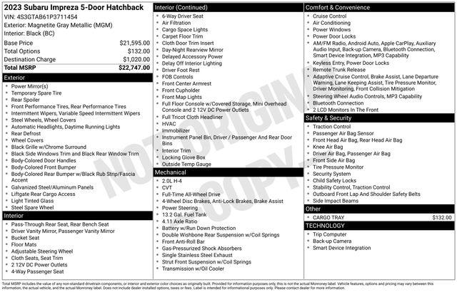 2023 Subaru Impreza Base 5-Door