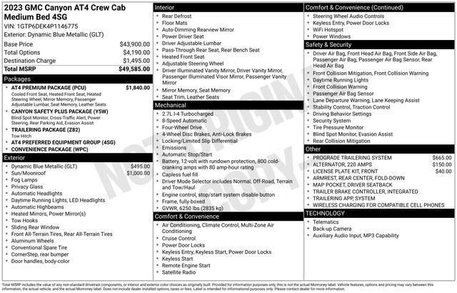 2023 GMC Canyon 4WD Crew Cab Short Box AT4